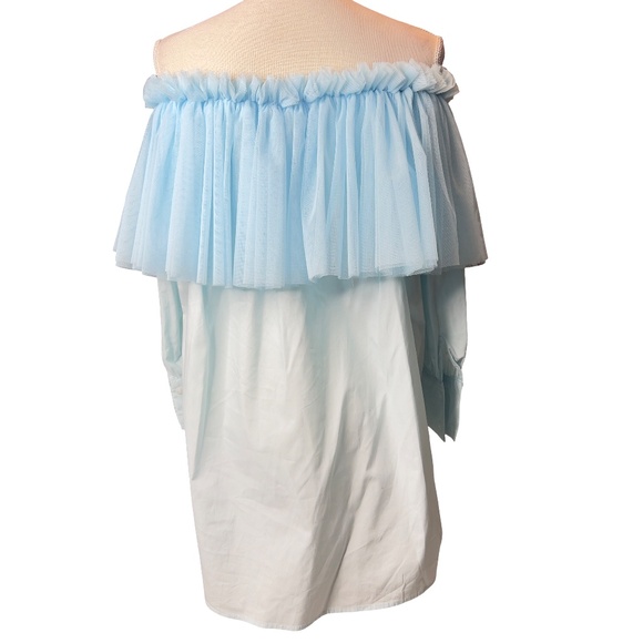 #A220   N by Nancy  Cottagecore  Off-Shoulder  Light Blue  TulleTop  NWOT  M - Picture 2 of 6